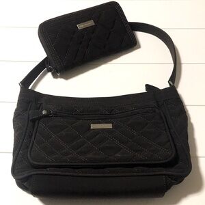 Vera Bradley brown quilted purse and wallet set